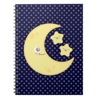 Kawaii Moon and Stars Notebook Notizblock