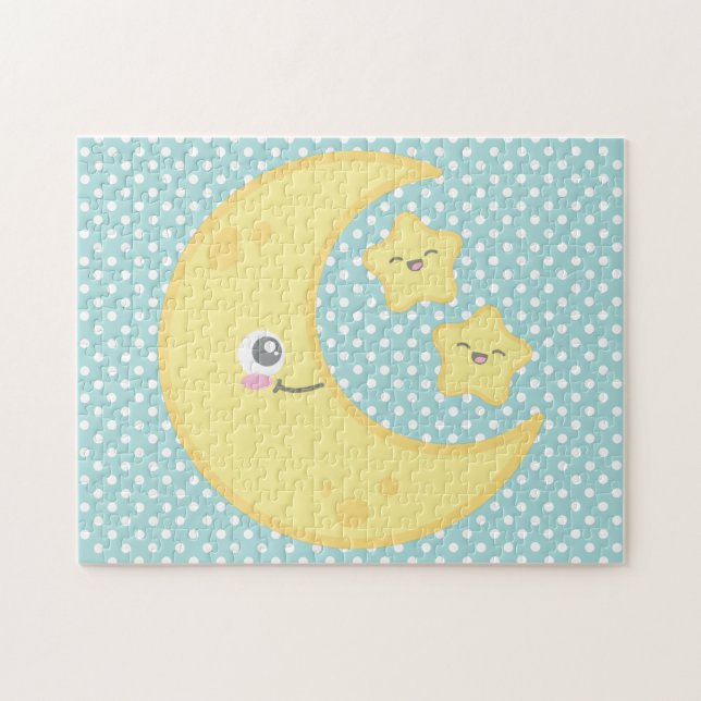 Kawaii Moon and Stars Puzzle (Horizontal)