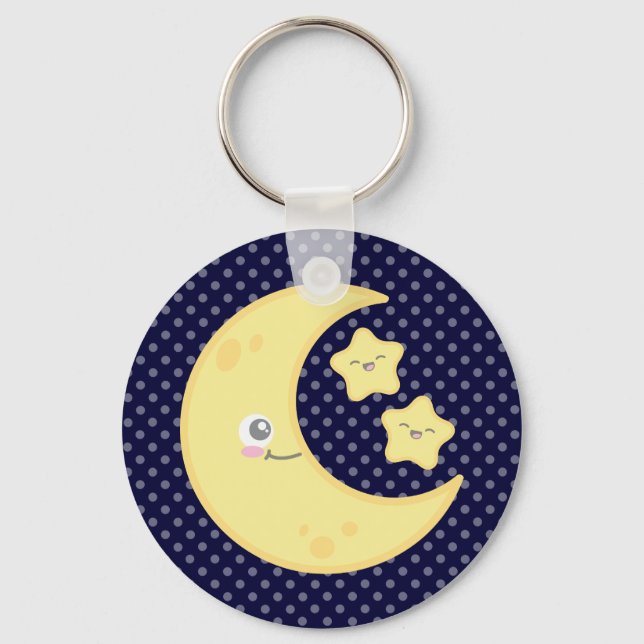 Kawaii Moon and Stars Schlüsselanhänger (Vorderseite)
