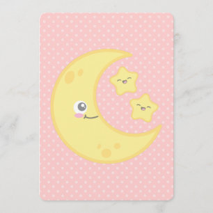 Kawaii Moon et Stars Baby Shower Invitations