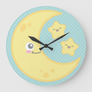 Kawaii Moon et Stars Mur Horloge