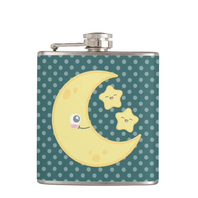 Kawaii Moon und Stars Flask Flachmann (Vorderseite)