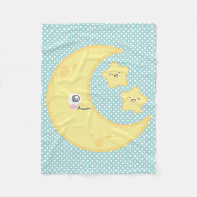 Kawaii Moon und Stars Fleece Blanket (Vorderseite)