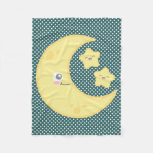 Kawaii Moon und Stars Fleece Blanket