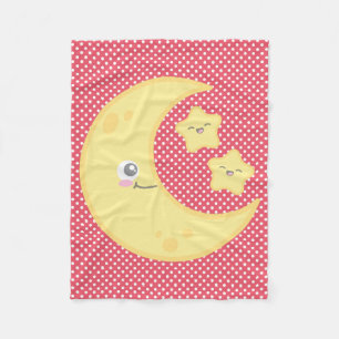 Kawaii Moon und Stars Fleece Blanket