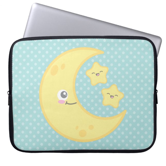 Kawaii Moon und Stars Laptop Sleeve (Vorderseite)