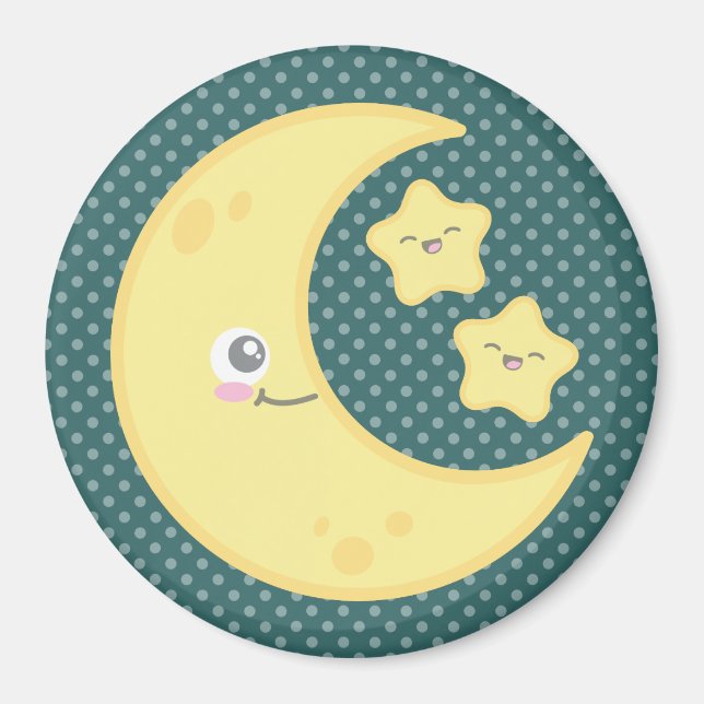 Kawaii Moon und Stars Magnet (Vorne)