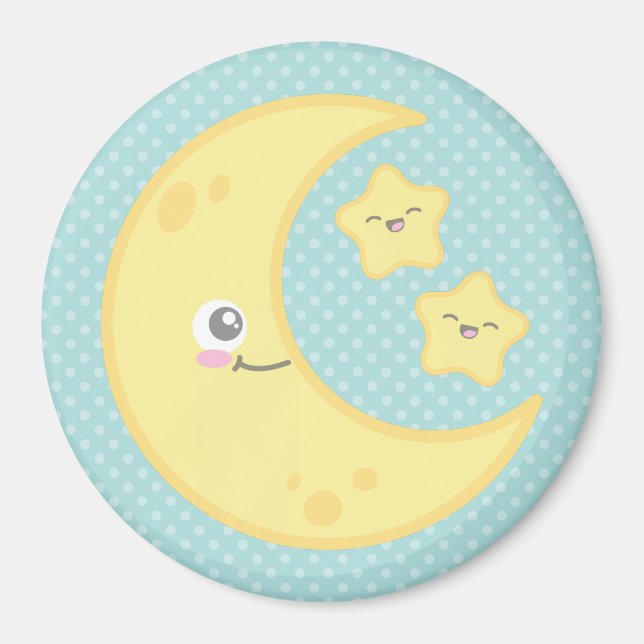 Kawaii Moon und Stars Magnet (Vorne)