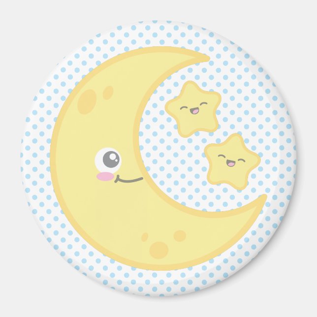 Kawaii Moon und Stars Magnet (Vorne)