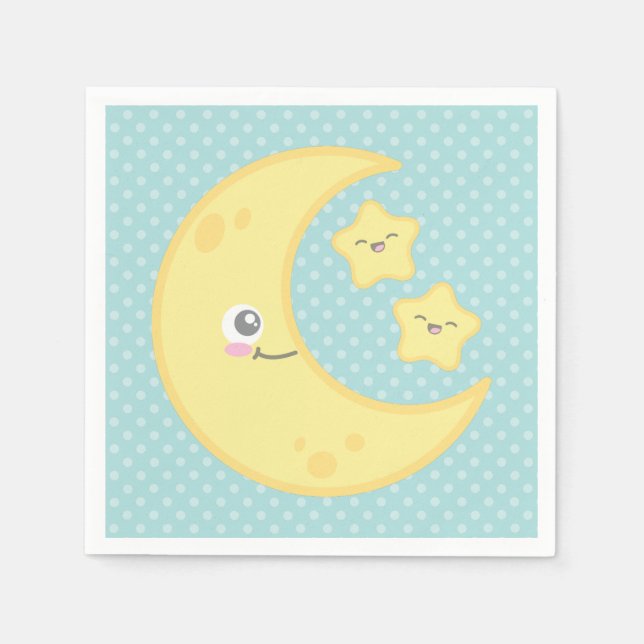 Kawaii Moon und Stars Napkins Serviette (Vorderseite)