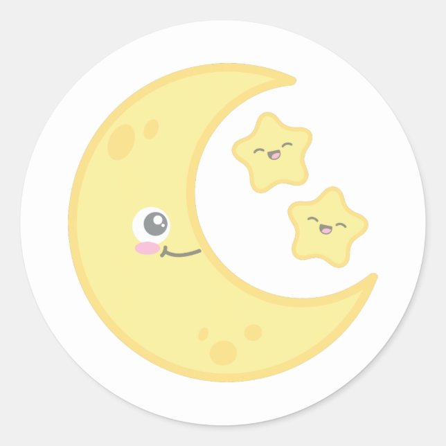 Kawaii Moon und Stars Stickers (Vorderseite)