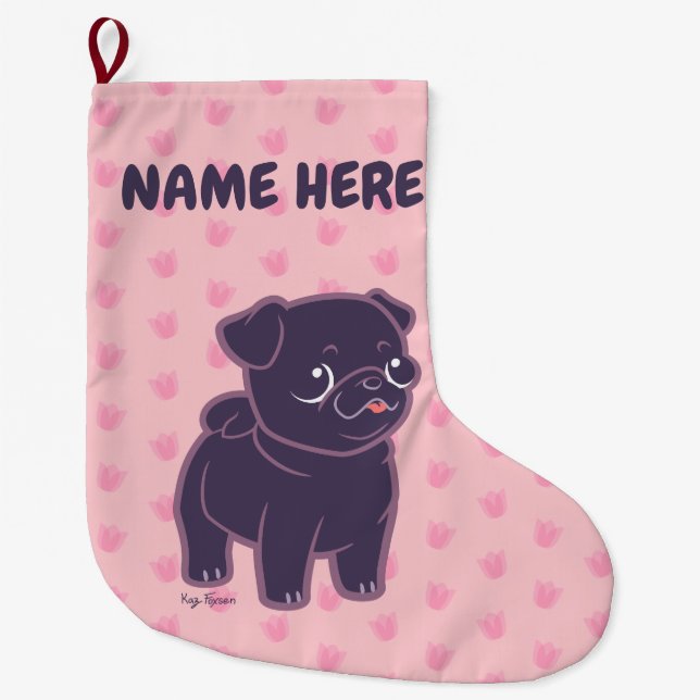 Kawaii Mops Großer Weihnachtsstrumpf (Vorderseite)