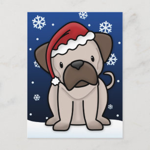 Kawaii Mops Weihnachtspostkarte Feiertagspostkarte