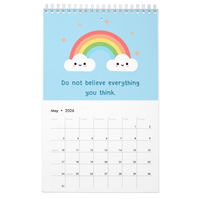 Kawaii Motivierend positive Affirmations Calendar Kalender (Mai 2026)