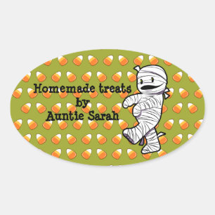 Kawaii Mummy Ovaler Aufkleber