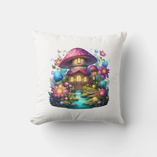 Kawaii Mushroom Cottage in Magical Forest - Fantas Kissen