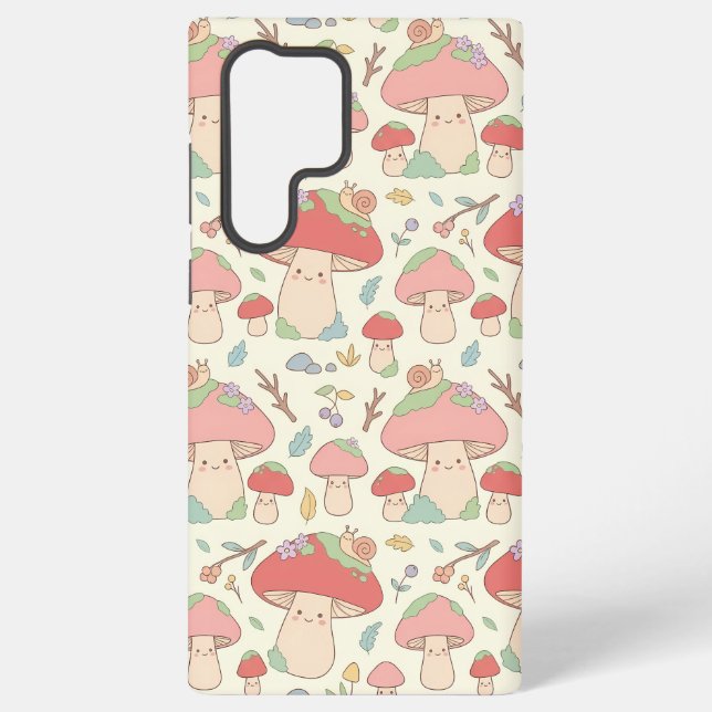 Kawaii Mushroom Snail Pattern Phone Case Samsung Galaxy Hülle (Rückseite)