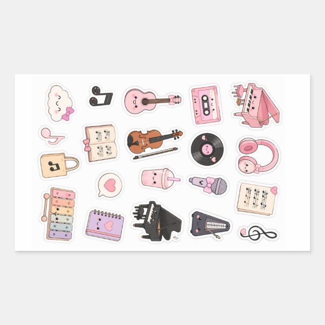 kawaii music stickers pack (Vorderseite)