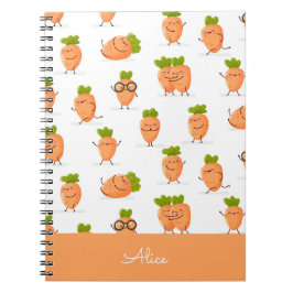 Kawaii-Muster aus lustigen Karotten Notizblock