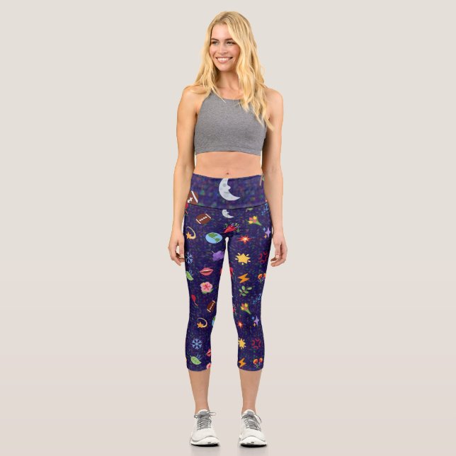 Kawaii-Muster Capri Leggings (Vorderseite)