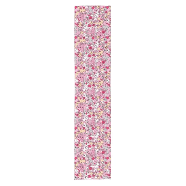Kawaii Muster Kurzer Tischläufer (Vorderseite)