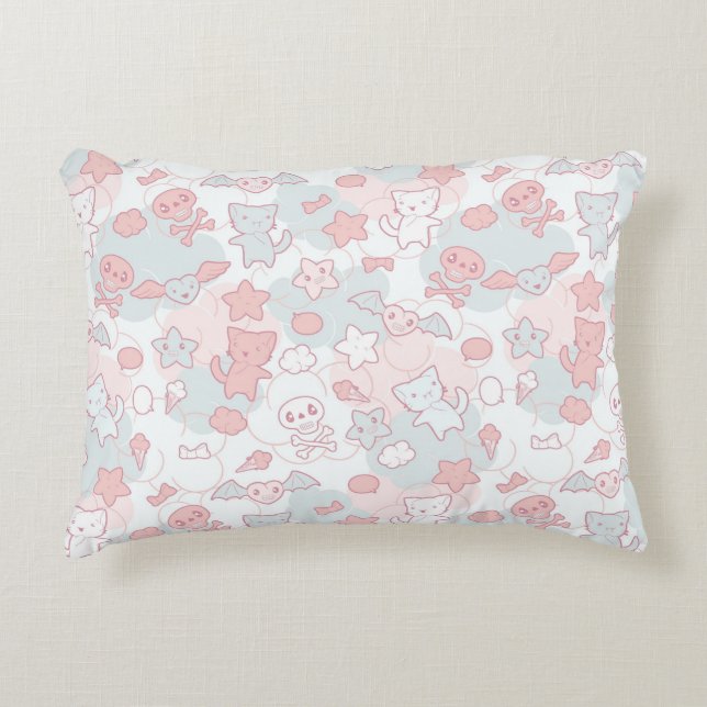 kawaii Muster mit Gekritzel Dekokissen (Vorderseite)