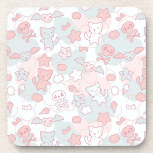 kawaii Muster mit Gekritzel Getränkeuntersetzer