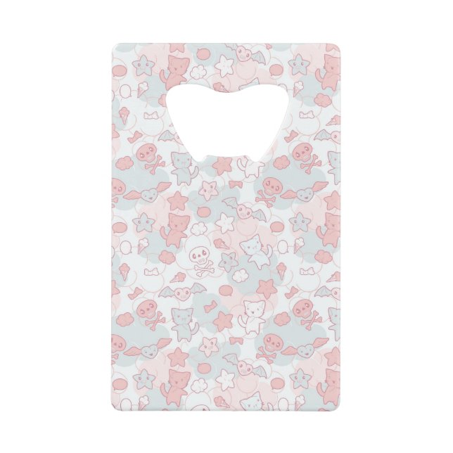 kawaii Muster mit Gekritzel Kreditkarten Flaschenöffner (Vorderseite)