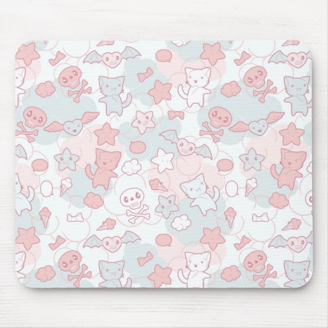 kawaii Muster mit Gekritzel Mousepad (Vorne)
