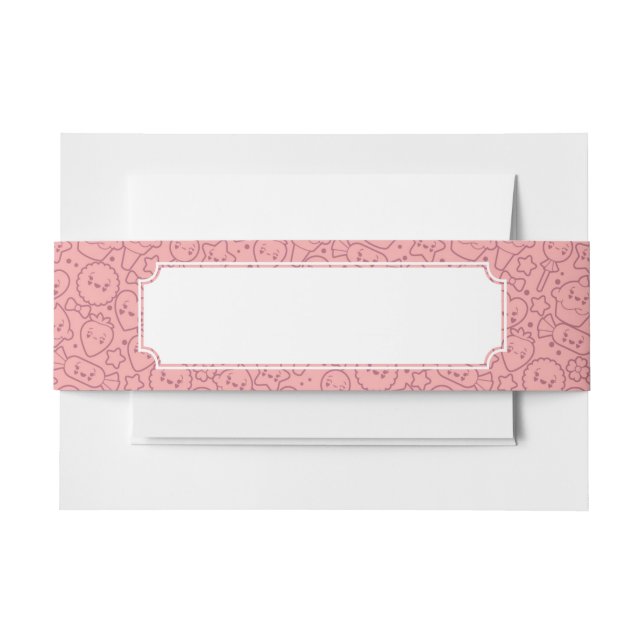 Kawaii Muster mit niedlichen Kuchen Einladungsbanderole (Vorderseite Beispiel)