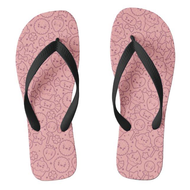 Kawaii Muster mit niedlichen Kuchen Flip Flops (Fußbett)