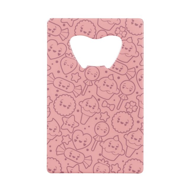 Kawaii Muster mit niedlichen Kuchen Geldkarten Flaschenöffner (Vorderseite)