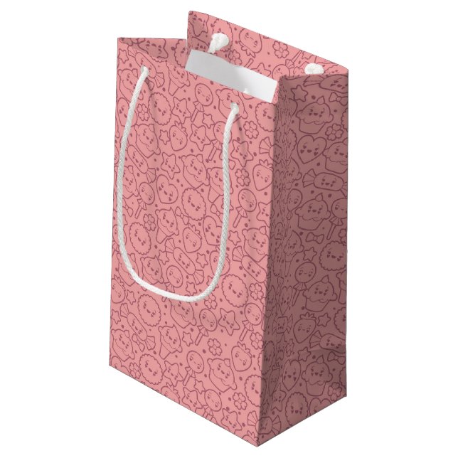 Kawaii Muster mit niedlichen Kuchen Kleine Geschenktüte (Rückseite Schrägansicht)