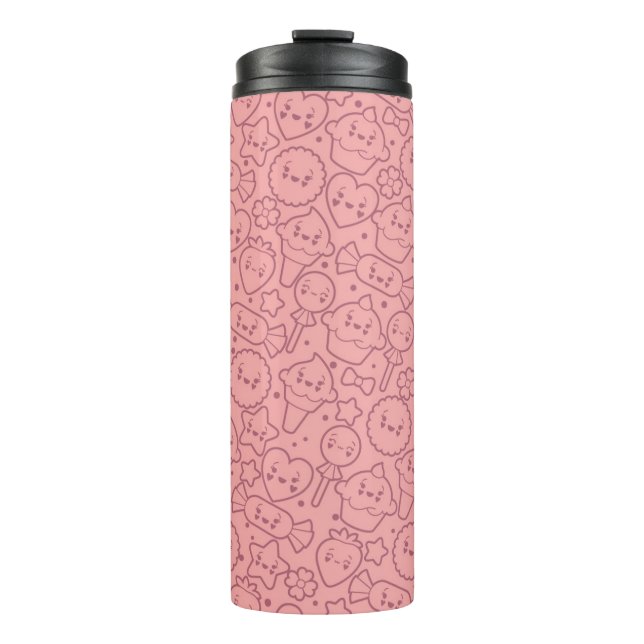 Kawaii Muster mit niedlichen Kuchen Thermosbecher (Vorderseite)