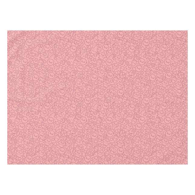 Kawaii Muster mit niedlichen Kuchen Tischdecke (Vorderseite (Horizontal))