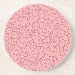 Kawaii-Muster mit süßen Torten Getränkeuntersetzer