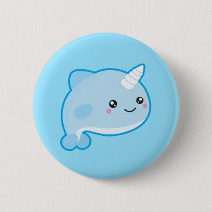 Kawaii Narwhal Button