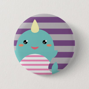 Kawaii Narwhal Button