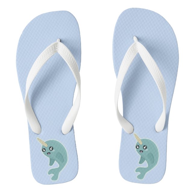 Kawaii Narwhal Flip Flops (Fußbett)