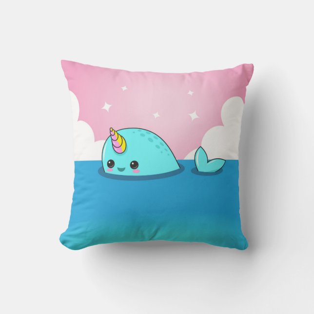 Kawaii Narwhal Kissen (Vorderseite)