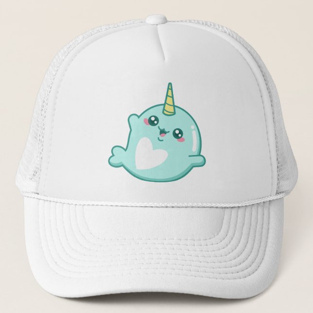 Kawaii Narwhal Truckerkappe (Vorderseite)
