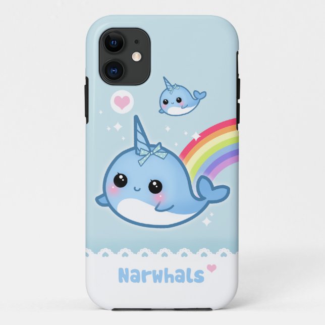 Kawaii narwhals mit Regenbogen Case-Mate iPhone Hülle (Rückseite)