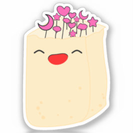 Kawaii Nature Blume in Papiertüte Vinyl Sticker