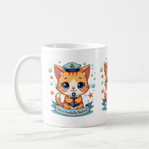 Kawaii-Nautik-Katze-Segel-Anker-Wortspiel Kaffeetasse