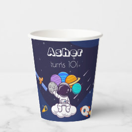 Kawaii navy blue space astronaut theme party  pappbecher