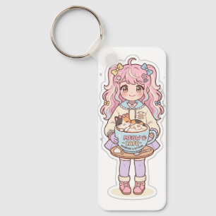 Kawaii Neko Cafe Chibi Anime Mädchen Schlüsselanhä Schlüsselanhänger