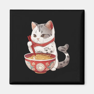 Kawaii NeKo Cat Eating Ramen Noodles Japanisches E Magnet