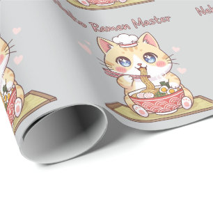 Kawaii Neko Ramen Meister Süßer Katzen Essen Koch Geschenkpapier