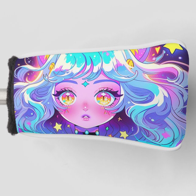 Kawaii Neon Cat Fursona Furry Anime Girl Golf Headcover (Vorderseite)