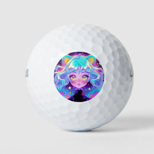 Kawaii Neon Cat Fursona Furry Anime Girl Golfball